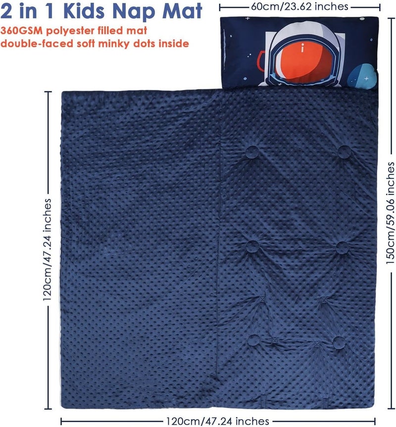 Decalsweet Kids Sleeping Bag Toddler Nap Mat with Removable Pillow, Large Foldable Sleeping Bag for Girls Boys, Easy Clean Slumber Bag with Double Zip for Camping School Preschool Daycare, 59×24 inch - Image 2